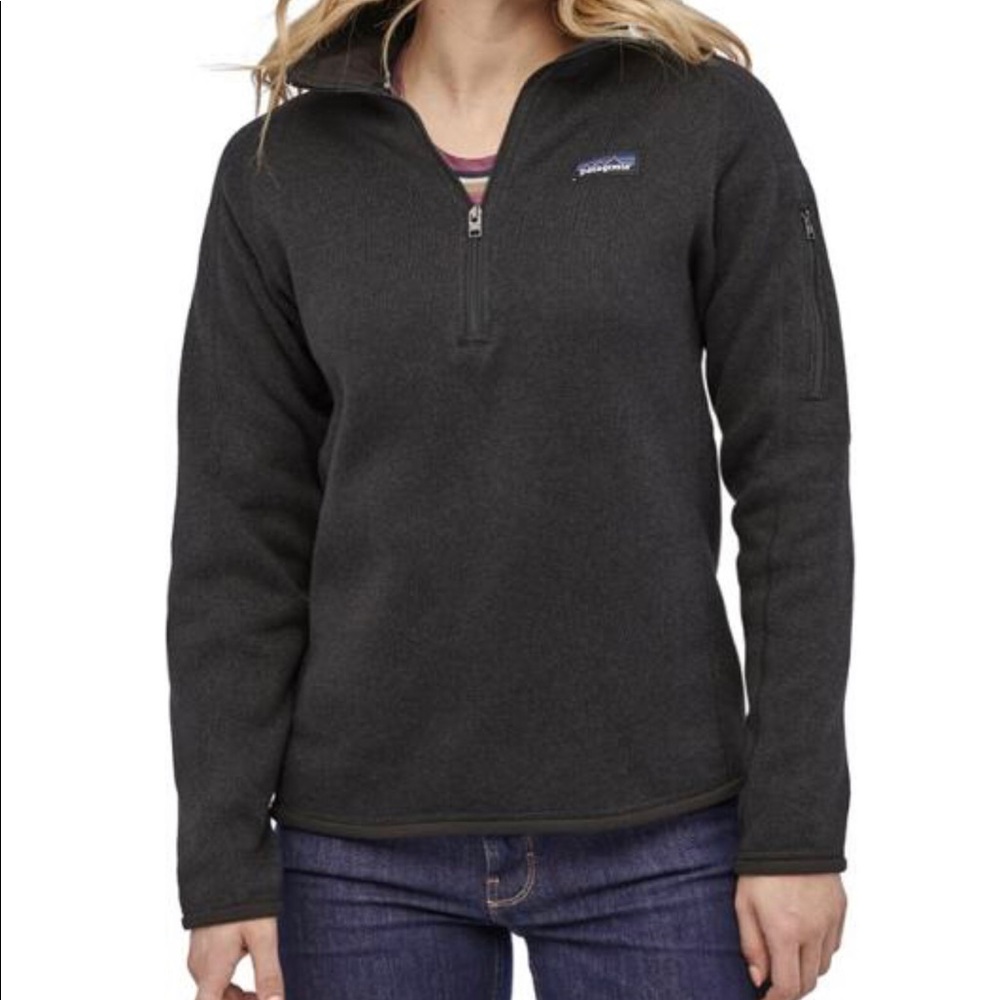 Patagonia Women’s Better Sweater 1/4 Zip, Black , Medium Slim Fit with Logo